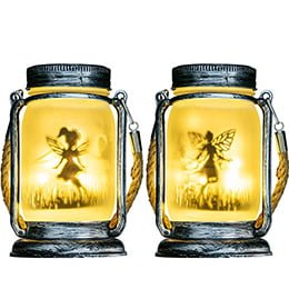 Outdoor plug-in hanging led warm white solar fairy fairy Mason jar light