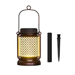 Outdoor wrought iron ground insert hanging warm white hollow can light