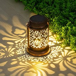 Outdoor wrought iron ground insert warm white hollow pot lamp