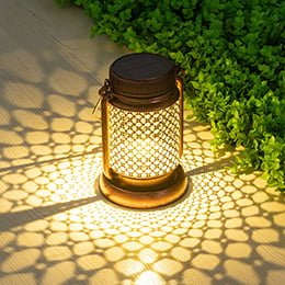 Outdoor wrought iron ground inserted led warm white solar hollow can light