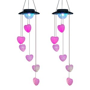 Solar-powered Love Heart Wind Chime Light