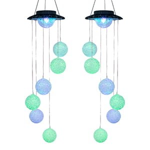 Solar-powered Rice Grain Ball Wind Chime Light