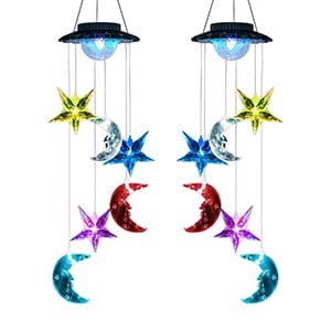 Solar-powered Star and Moon Wind Chime