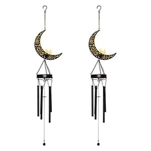 Solar Forged Iron Moon Wind Chime Light