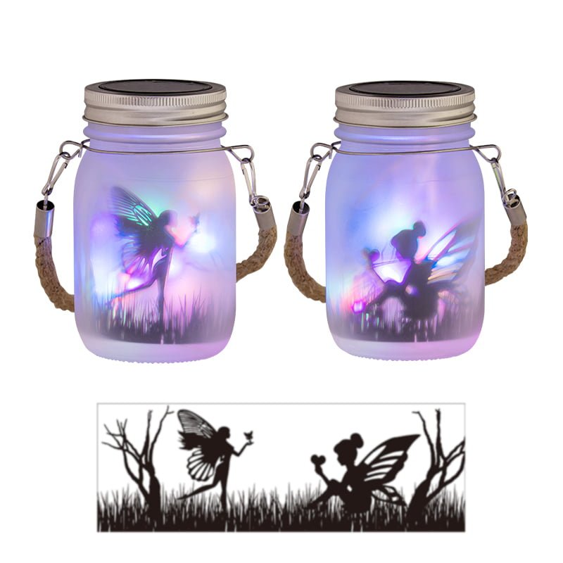 Mason jar Fairy Garden twine hand lamp